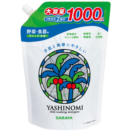 Saraya ''Yashinomi" līdzeklis trauku, dārzeņu un augļu mazgāšanai, pildviela 1000ml