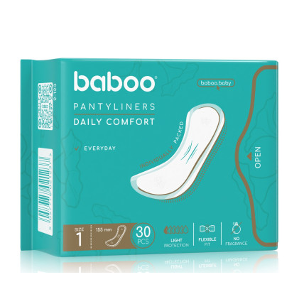 Baboo Vienreizlietojamās higiēniskās paketes sievietēm 30gab Baboo Vienreizlietojamās higiēniskās paketes sievietēm 30gab