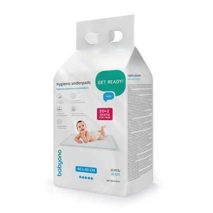 BabyOno 513/22 Vienreizējās lietošanas paladziņi 22 gab. 40x60cm