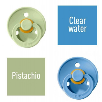 Bibs Pistachio/Clear water Knupītis izgatavots no 100% dabīgas gumijas - ķirša forma 6-18 mēneši (2 gab.)