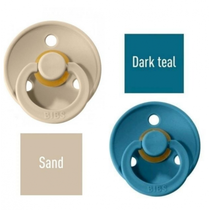 Bibs Sand/Dark teal Knupītis izgatavots no 100% dabīgas gumijas - ķirša forma 6-18 mēneši (2 gab.)