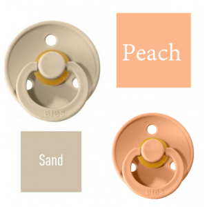 Bibs Sand/Peach Knupītis izgatavots no 100% dabīgas gumijas - ķirša forma 0-6 mēneši (2 gab.)