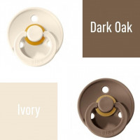 Bibs Ivory/Dark Oak Knupītis izgatavots no 100% dabīgas gumijas - ķirša forma 0-6 mēneši (2 gab.)