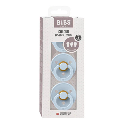 Bibs Try-it komplekts ar 3 knupīšiem, 0-6 mēneši Bibs Try-it komplekts ar 3 knupīšiem, 0-6 mēneši