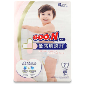 Autiņbiksītes jutīgai ādai Goo.N L 9-14kg 54gab