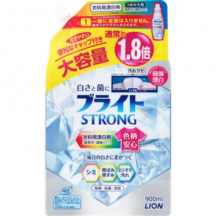 Lion ''Bright Strong" skābekļa balinātājs ar antibakteriālu iedarbību, pildviela 900ml