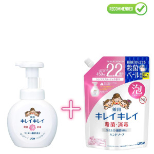 Lion KireiKirei Putojošās roku ziepes 250ml + pildviela 450ml