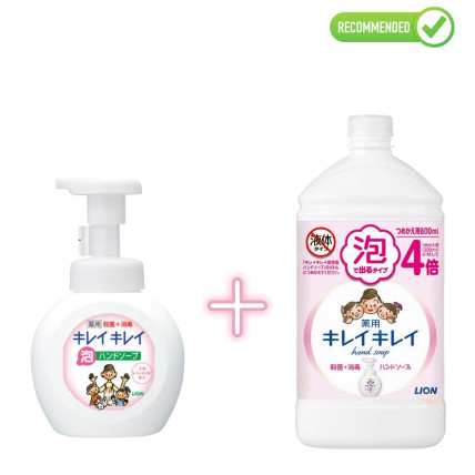 Lion KireiKirei Putojošās roku ziepes 250ml + pildviela 800ml