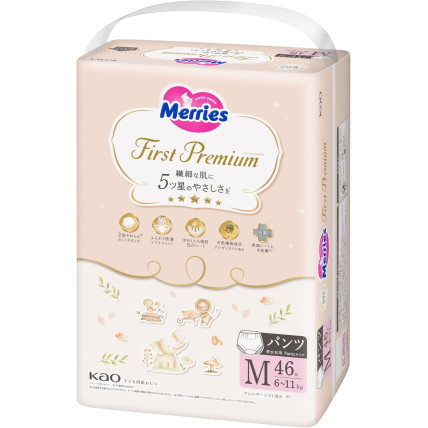 Merries First Premium Autiņbiksītes-biksītes PM 6-11kg 46gab