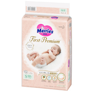 Merries First Premium Autiņbiksītes S 4-8kg 60gab