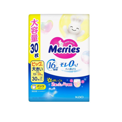 Merries Autiņbiksītes-biksītes PXXL 15-28kg 30pcs Merries Autiņbiksītes-biksītes PXXL 15-28kg 30pcs