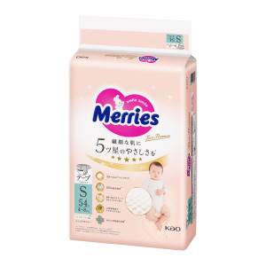Merries First Premium Autiņbiksītes S 4-8kg 54gab