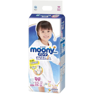 Biksītes Moony XL meitenēm 13-28kg 26gab