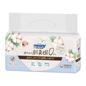 Moony Natural mitrās salvetes 50 gab. × 6 iepakojumi