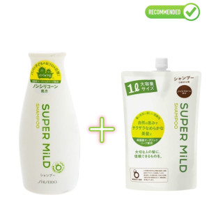 Shiseido Super Mild matu šampūns ar augu aromātu 220ml + pildviela 1000ml