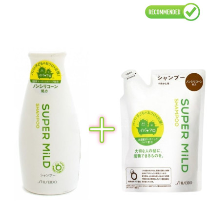 Shiseido Super Mild matu šampūns ar augu aromātu 220ml + pildviela 400ml