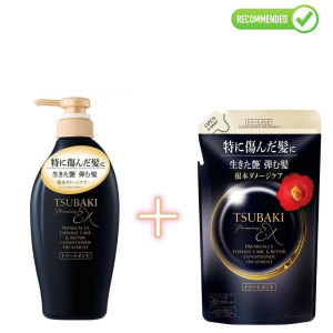 Shiseido Tsubaki Premium EX Atjaunojošs kondicionieris-maska ​​bojātiem matiem 450ml + pildviela 300ml