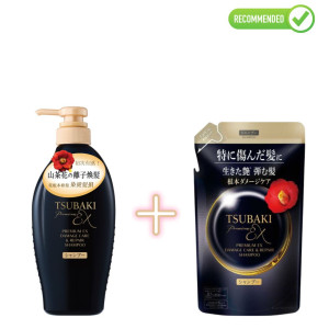 Shiseido Tsubaki Premium EX Atjaunojošs šampūns bojātiem matiem 450ml + pildviela 300ml