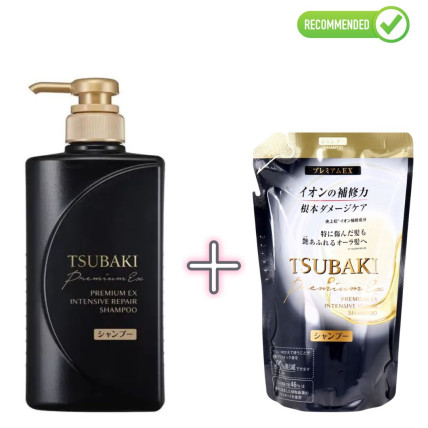 Shiseido Tsubaki Premium EX Atjaunojošs šampūns bojātiem matiem 490ml + pildviela 363ml