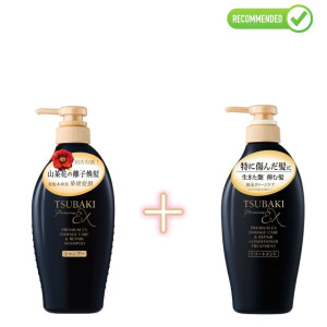 Shiseido Tsubaki Premium EX Atjaunojošs šampūns un kondicionieris-maska bojātiem matiem 450ml