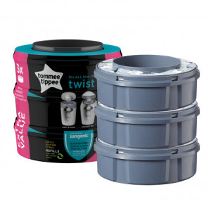 Tommee Tippee Sangenic Twist Refil Trīs kasetes netīro autiņbiksīšu konteinerim 3 gab.