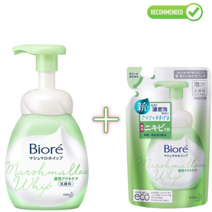 Biore Marshmallow gels sejas mazgāšanai pret akne 150ml + pildviela 130ml