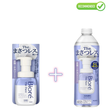 Biore Sejas mazgāšanas putas pret taukaino spīdumu 200ml + pildviela 340ml