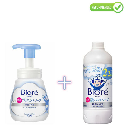 Biore U šķidrās roku ziepes-putas ar antibakteriālu efektu, ar vieglu citrusu aromātu 240ml + pildviela 430ml