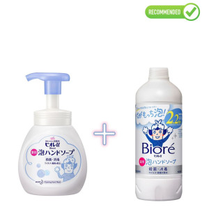 Biore U šķidrās roku ziepes-putas ar antibakteriālu efektu, ar vieglu citrusu aromātu 250ml + pildviela 430ml