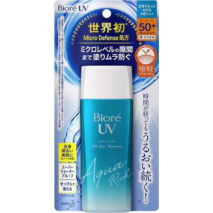 Biore UV Aqua Rich SPF 50+ aizsargājošs, ūdensizturīgs, mitrinošs sauļošanās gels sejai un ķermenim 90ml