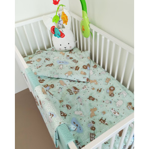 Bērnu gultas veļas komplekts 3-dalīgs, HAPPY FARM 100x135/120x60/40x60cm