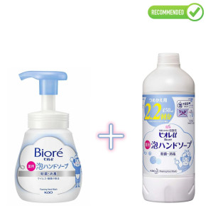 Biore U šķidrās roku ziepes-putas ar antibakteriālu efektu, ar vieglu citrusu aromātu 240ml + pildviela 450ml