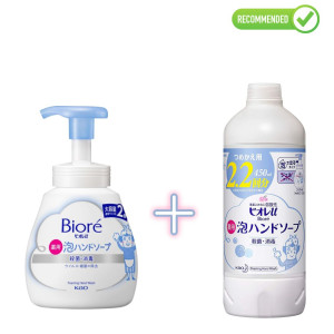 Biore U šķidrās roku ziepes-putas ar antibakteriālu efektu, ar vieglu citrusu aromātu 500ml + pildviela 450ml