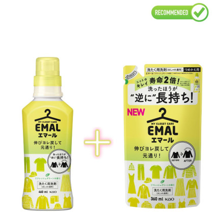 Kao Emal Šķidrais veļas mazgāšanas līdzeklis 460ml + pildviela 360ml