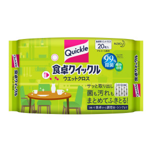 KAO Quick Le mitrās salvetes mājai ar dezinfekcijas efektu, ar smalku zaļās tējas aromātu 20gab