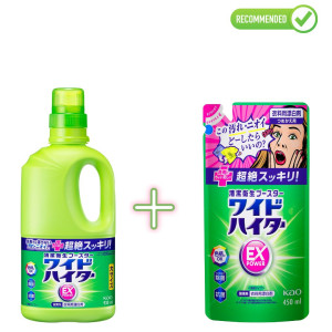 KAO Wide Haiter EX Balinātājs krāsainai veļai 930ml + pildviela 450ml