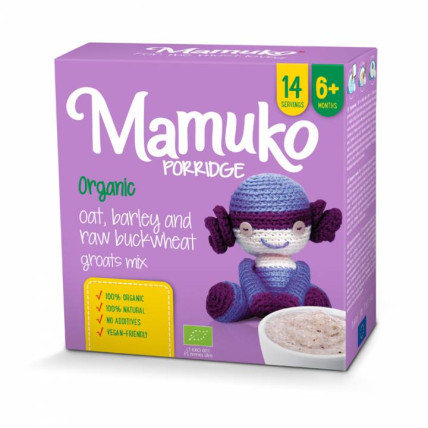 MAMUKO BIO auzu, zaļo griķu, miežu putra 240g