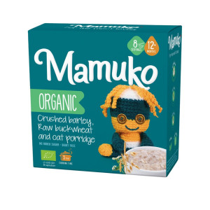 MAMUKO BIO auzu, zaļo griķu un miežu smalcinātu graudu putra 240g