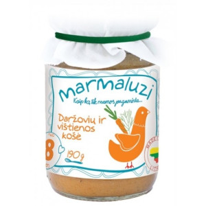 Dārzeņu biezenis MARMALUZI ar vistu no 8 mēnešiem 190g