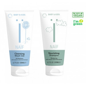 Naïf Baby & Kids Care barojošs bērnu šampūns 200ml+Naïf Baby & Kids attīrošs gels bērniem 200ml