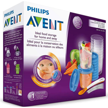 Philips Avent SCF721/20 pārtikas uzglabāšanas trauciņu komplekts ar karoti