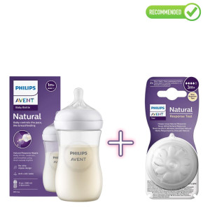 Philips Avent SCY903/01 Natural Response barošanas pudelīte + SCY964/02 silikona knupīši