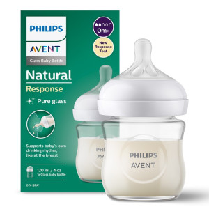 Philips Avent SCY930/01 Stikla zīdaiņu pudelīte, lēnas plūsmas knupītis 0m+, 120ml