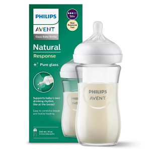 Philips Avent SCY933/01 Stikla zīdaiņu pudelīte, lēnas plūsmas knupītis 1m+, 240ml