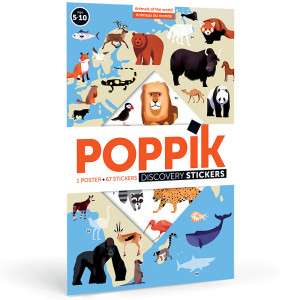 POPPIK Animals plakāts ar daudzreizlietojamām uzlīmēm
