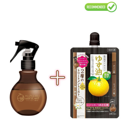 Utena Yuzu-yu Izsmidzināms līdzeklis ar citrusaugļu eļļām matu mitrināšanai un barošanai 180ml + pildviela 160ml